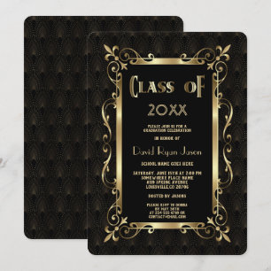 Royal Roaring 20s Gold Art Dec Graduation Party Invitation