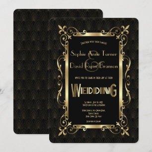 Royal Roaring 20s Gold Art Deco Wedding Invitation