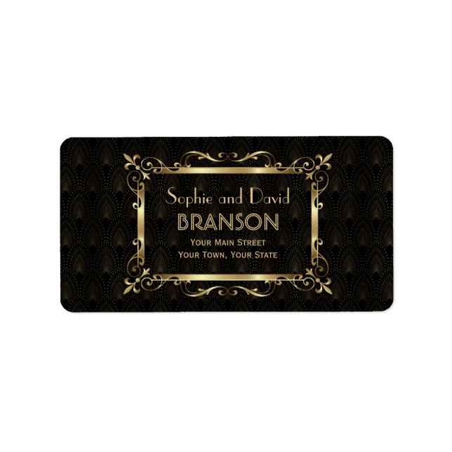 Royal Roaring 20s Gold Art Deco Wedding Label (Front)