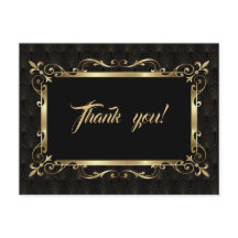 Royal Roaring 20s Gold Art Deco Wedding Thank You
