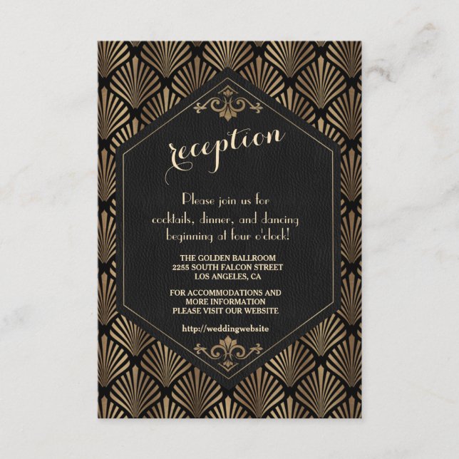 Royal Roaring 20's Great Gatsby Wedding Details Enclosure Card (Front)