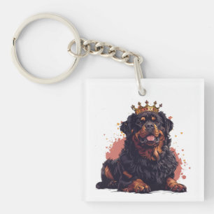 Royal Rottweiler Dog Queen Crown Keychain