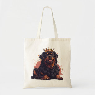 Royal Rottweiler Dog Queen Crown Tote Bag