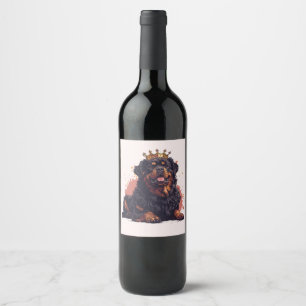 Royal Rottweiler Dog Queen Crown Wine Label