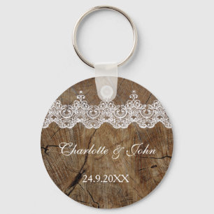 Royal Rustic Chic Save The Date Key Round Gift Keychain
