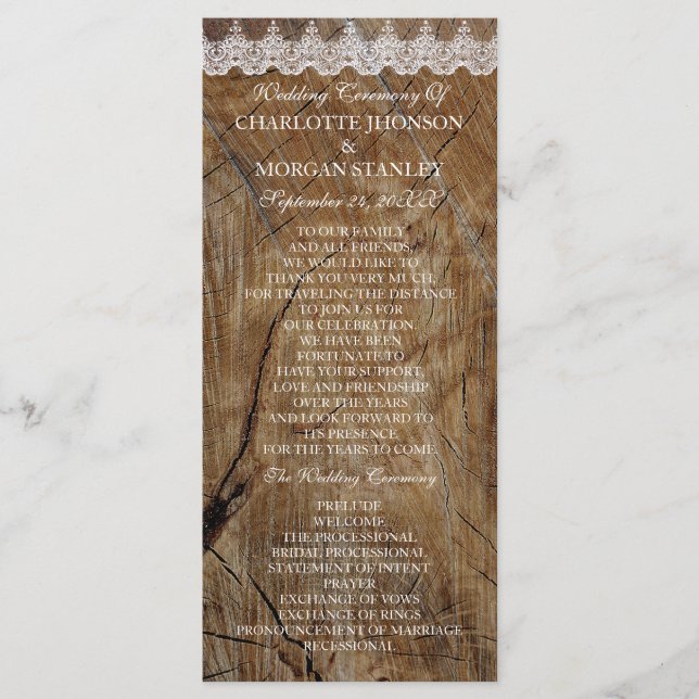 Royal Rustic White Lace Wedding Program (Front)