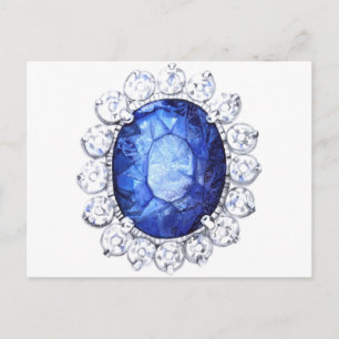 Royal Sapphire Original  Watercolor Postcard