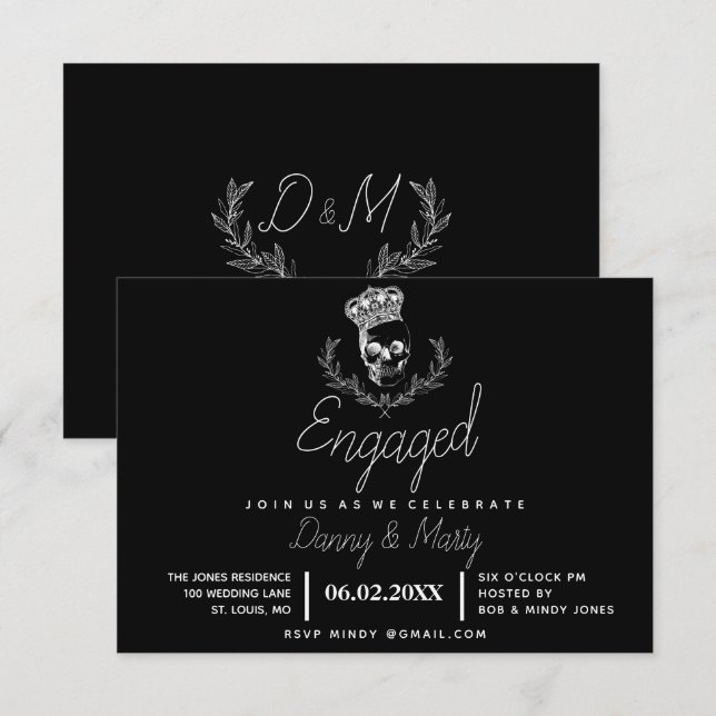 Royal Skull Engagement Party Invitation (Front/Back)