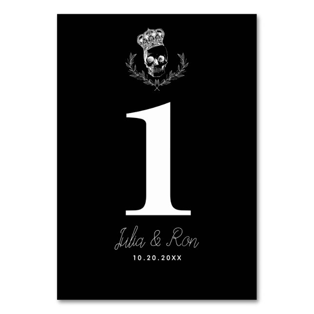 Royal Skull Wedding Table Number (Front)