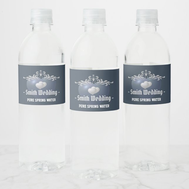 Royal Slate Wedding Guest Water Bottle Lables Water Bottle Label (Bottles)