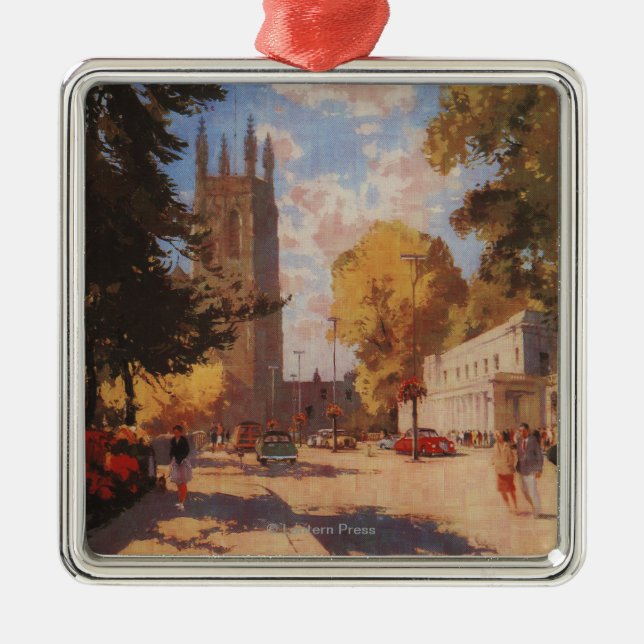 Royal Spa, Street View British Railways Poster Metal Ornament (Front)