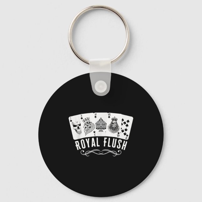 Royal Spade Flush Skeleton King Queen Spades Ker G Keychain (Front)
