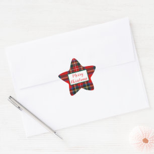 Royal Stewart Christmas MERRY XMAS Plaid Star Sticker