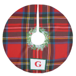 Royal Stewart Christmas Plaid PERSONALIZE Brushed Polyester Tree Skirt