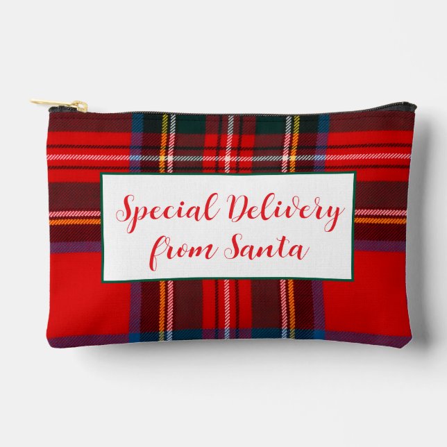 Royal Stewart Christmas Plaid Santa  Accessory Pouch (Front)