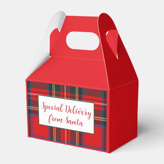 Royal Stewart Christmas Plaid Santa PERSONALIZE  Favor Box (Front Side)