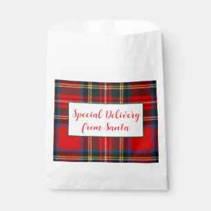 Royal Stewart Christmas Plaid Santa PERSONALIZE  Favour Bag