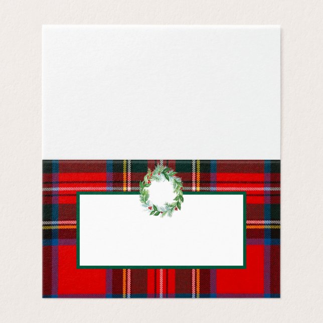 Royal Stewart Christmas Plaid Werath Carte Place (Outside Unfolded)