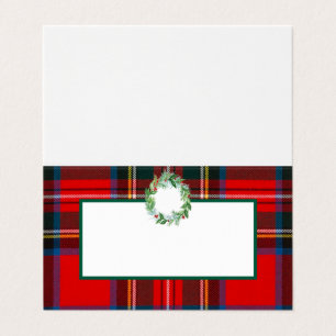 Royal Stewart Christmas Plaid Wreath Place card