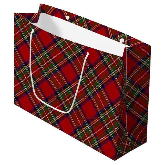 Royal Stewart Clan Family Tartan Plaid Pattern Wra Large Gift Bag (Front Angled)