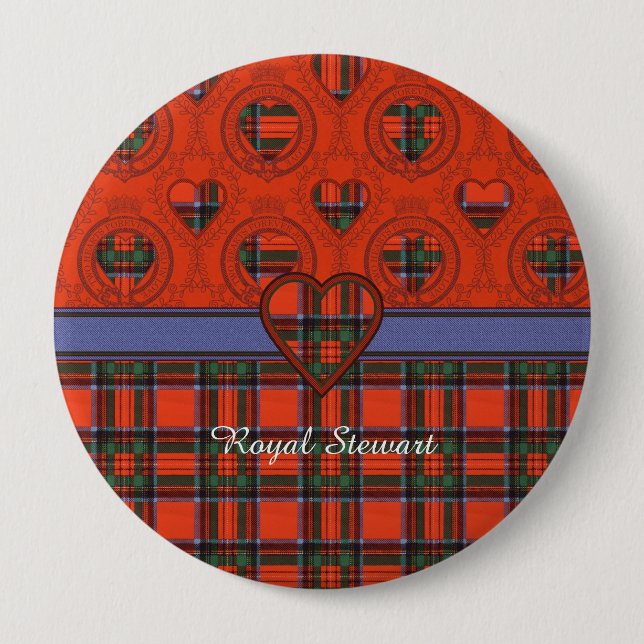 Royal Stewart clan Plaid Scottish tartan 4 Inch Round Button (Front)