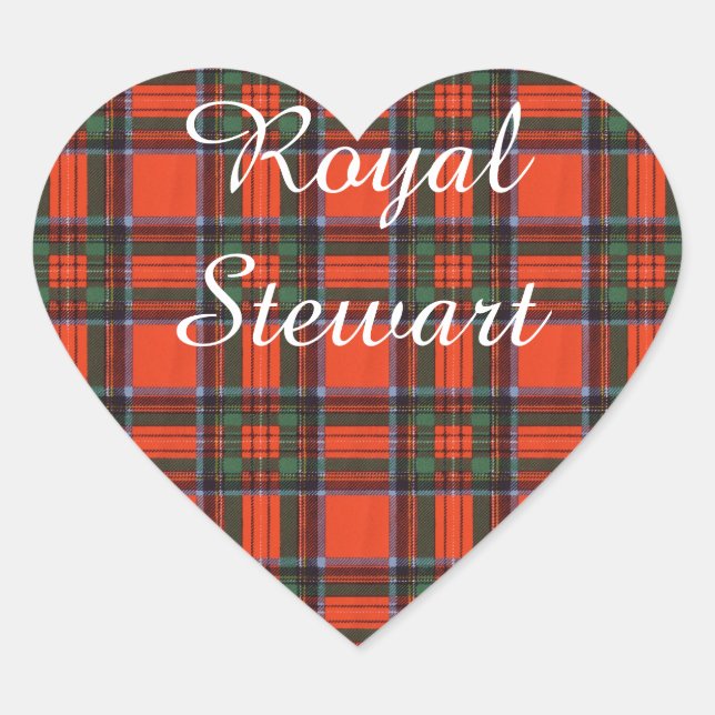 Royal Stewart clan Plaid Scottish tartan Heart Sticker (Front)