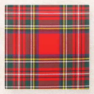 Royal Stewart Clan Tartan Plaid  Glass Coaster