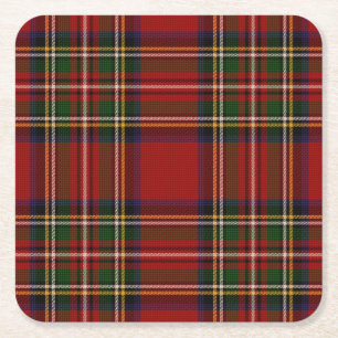 Royal Stewart Clan Tartan Plaid  Square Paper Coaster