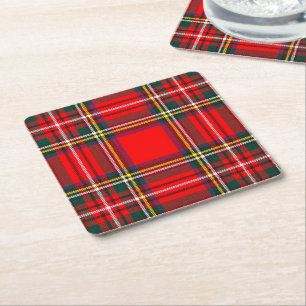 Royal Stewart Clan Tartan Plaid Square Paper Coaster