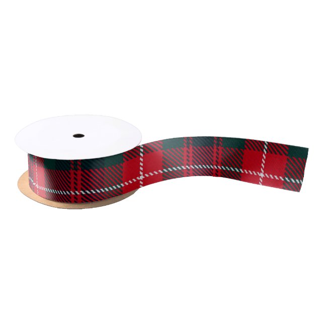 Royal Stewart Dark Red Tartan Pattern Satin Ribbon (Spool)