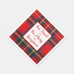 Royal Stewart Eat Drink Be Merry Xmas Plaid Napkin