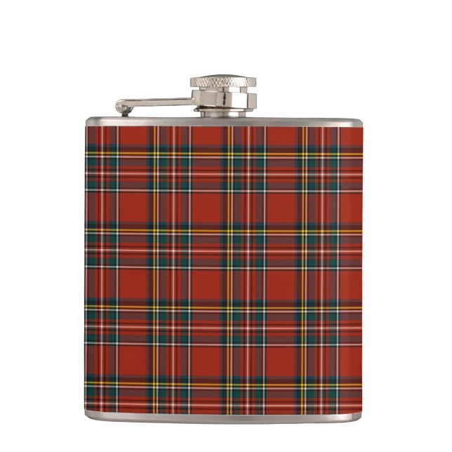 Royal Stewart Family Tartan Classic Red Plaid Hip Flask (Front)