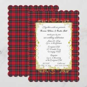 Royal Stewart Original Tartan With Gold Frame  Invitation