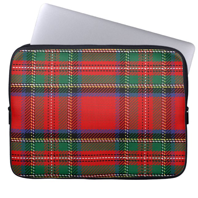 Royal Stewart red and green Scots tartan pattern Laptop Sleeve (Front)