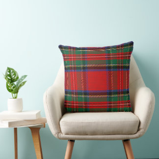 Royal Stewart red and green Scots tartan pattern Throw Pillow