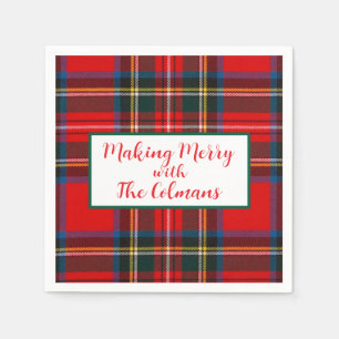 Royal Stewart Red Plaid MAKING MERRY Napkin