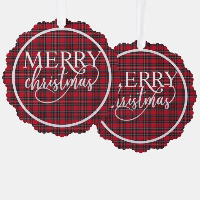 Royal Stewart Scottish Tartan Christmas Ornament Card (Front/Back)