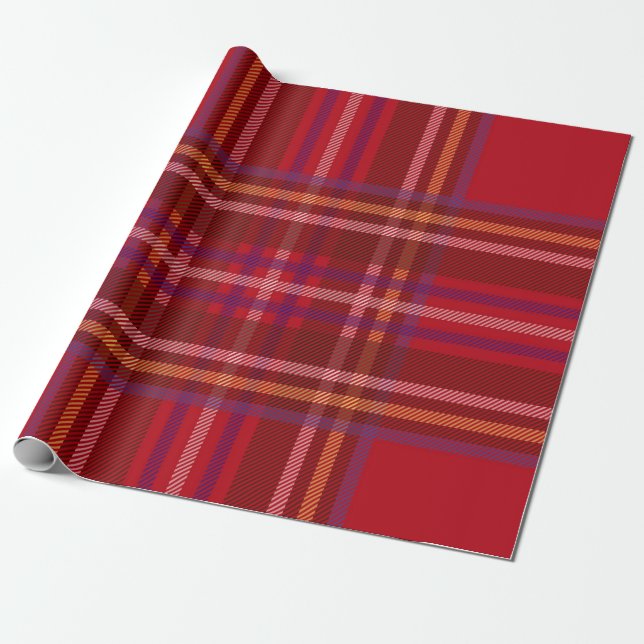 Royal Stewart Tartan Christmas Pattern Wrapping Paper (Unrolled)