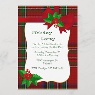 Royal Stewart Tartan Plaid Custom Christmas Party Invitation