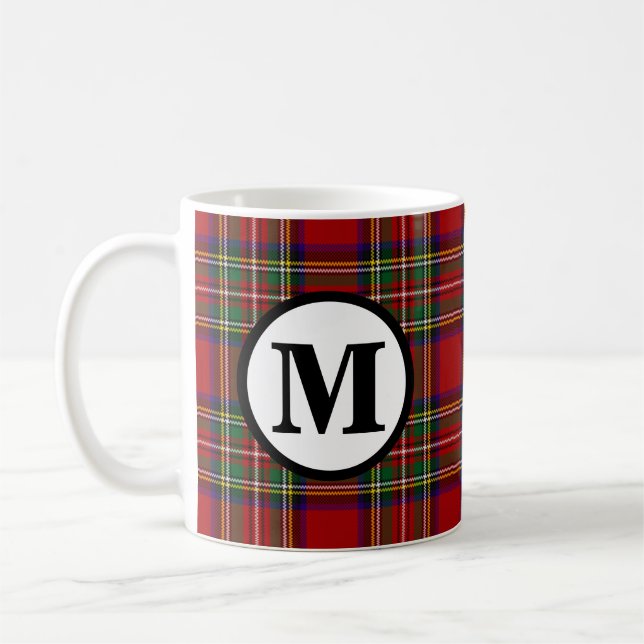 Royal Stewart Tartan Plaid Scottish Clan Monogram Coffee Mug (Left)