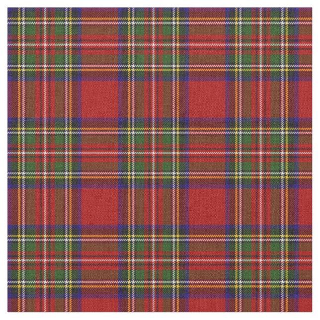 Royal Stewart Tartan Plaid Scottish Pattern Fabric (Close Up)