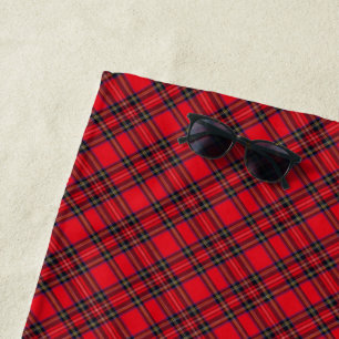 Royal Stewart tartan red black plaid Beach Towel