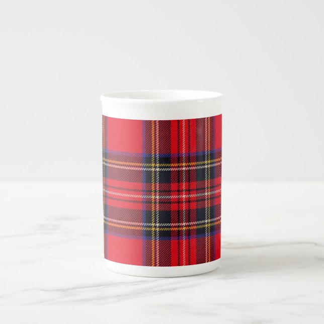 Royal Stewart tartan red black plaid Bone China Mug (Front)