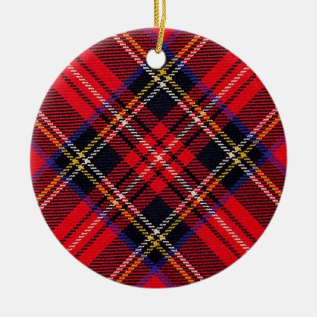 Royal Stewart tartan red black plaid Ceramic Ornament (Front)