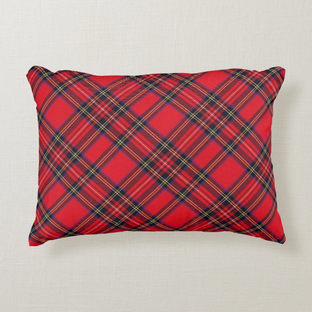Royal Stewart tartan red black plaid Decorative Pillow (Front)