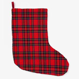 Royal Stewart tartan red black plaid Large Christmas Stocking