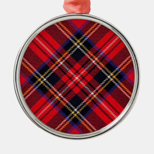 Royal Stewart tartan red black plaid Metal Ornament (Front)