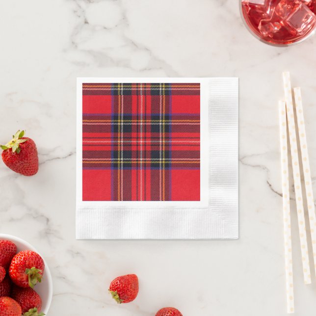 Royal Stewart tartan red black plaid Napkin (Insitu)