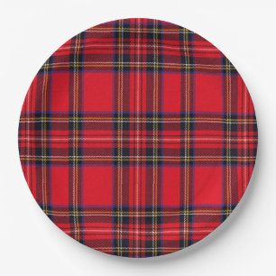 Royal Stewart tartan red black plaid Paper Plate