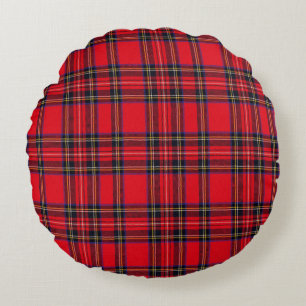 Royal Stewart tartan red black plaid Round Pillow